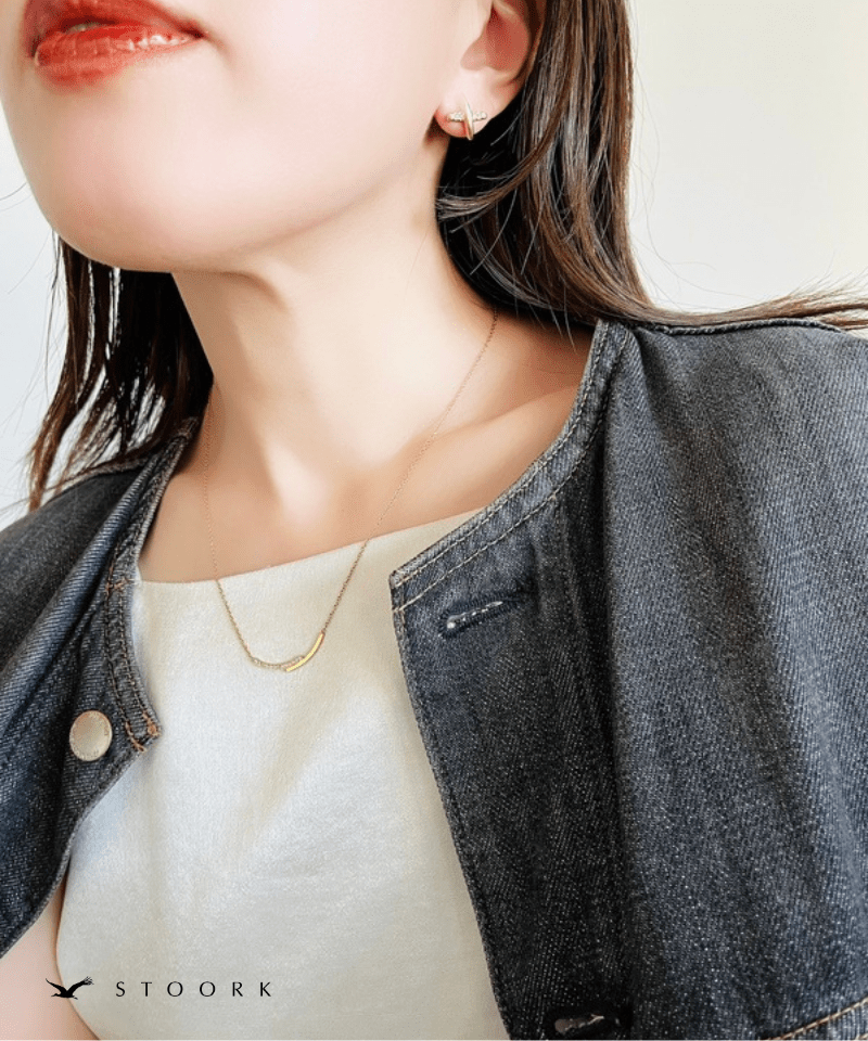 Zircon Cross Plate Necklace - stoork