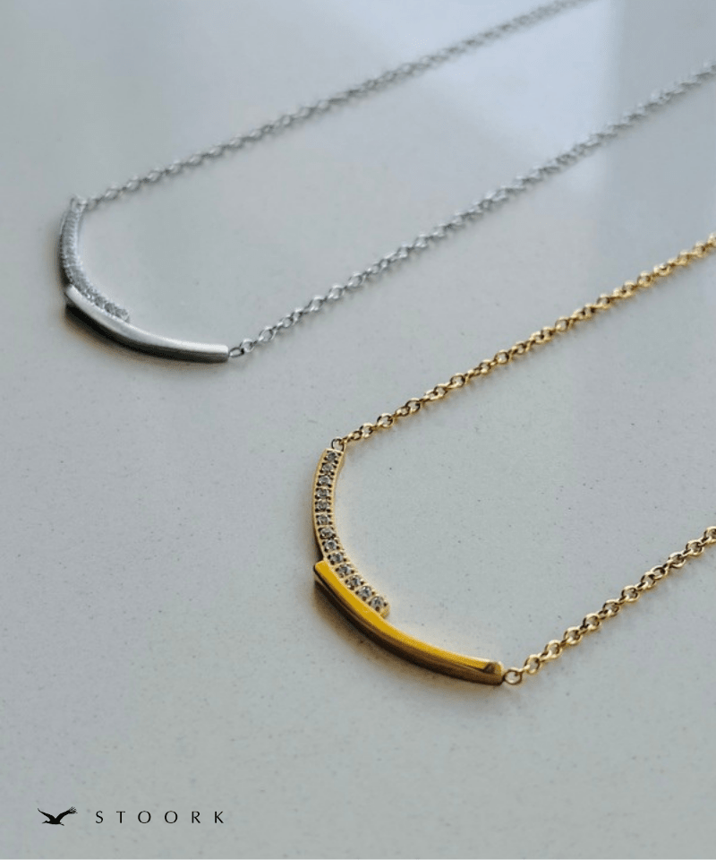 Zircon Cross Plate Necklace - stoork