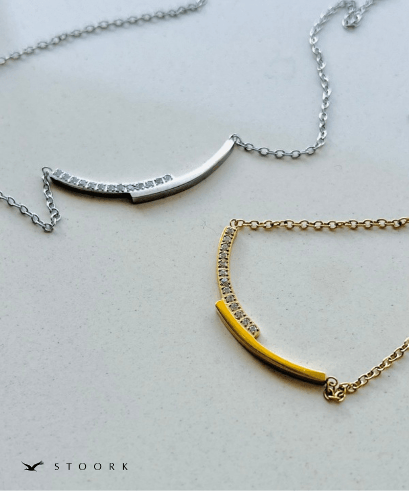 Zircon Cross Plate Necklace - stoork