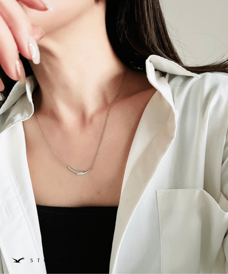 Zircon Cross Plate Necklace - stoork