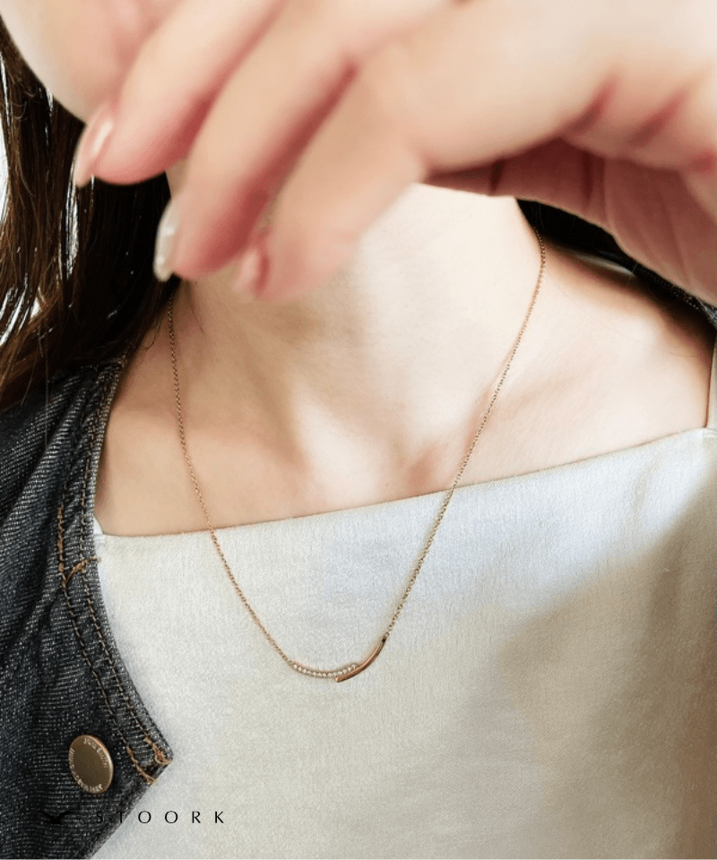 Zircon Cross Plate Necklace - stoork