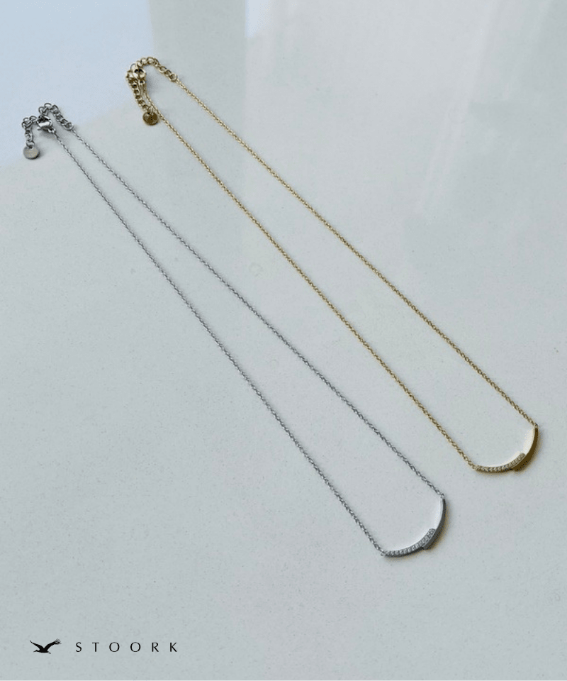 Zircon Cross Plate Necklace - stoork