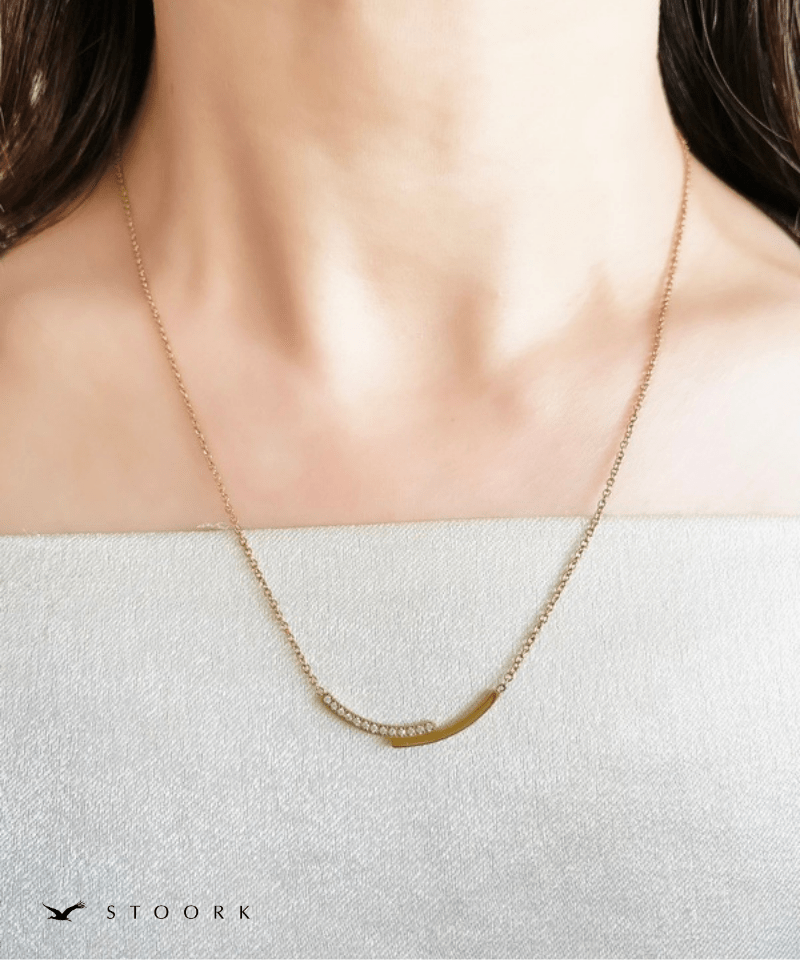Zircon Cross Plate Necklace - stoork