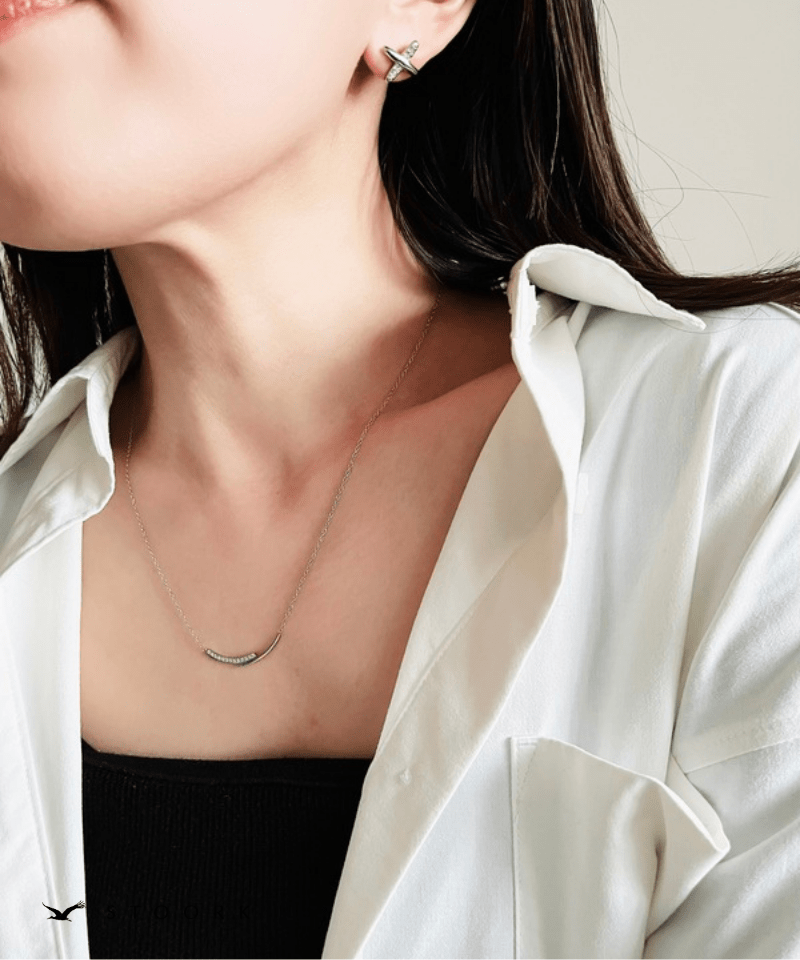 Zircon Cross Plate Necklace - stoork