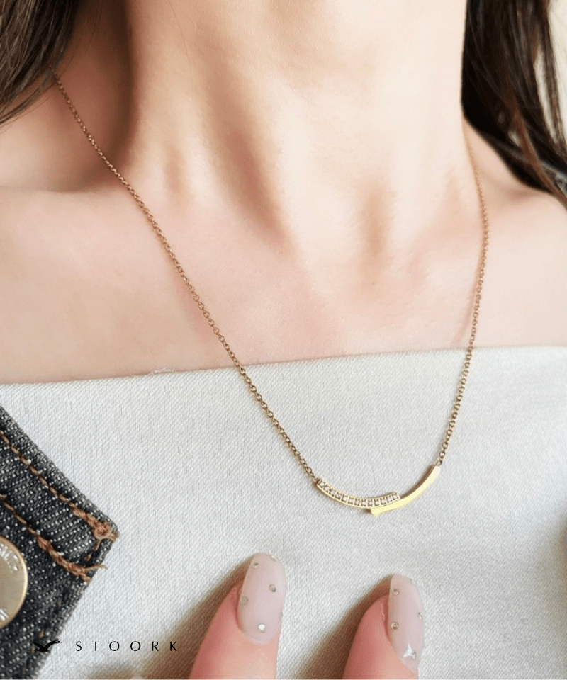 Zircon Cross Plate Necklace - stoork