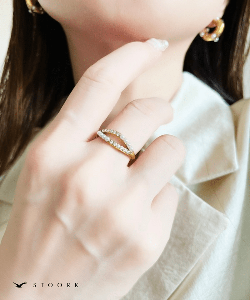 Zircon Pearl Double Ring - stoork