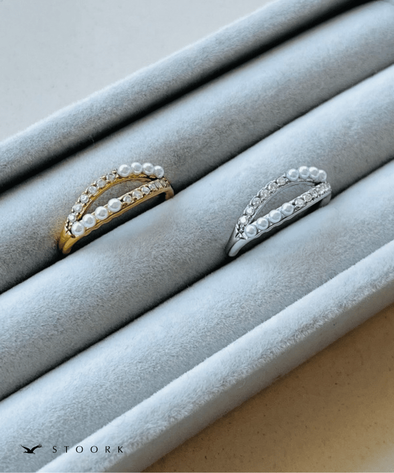Zircon Pearl Double Ring - stoork