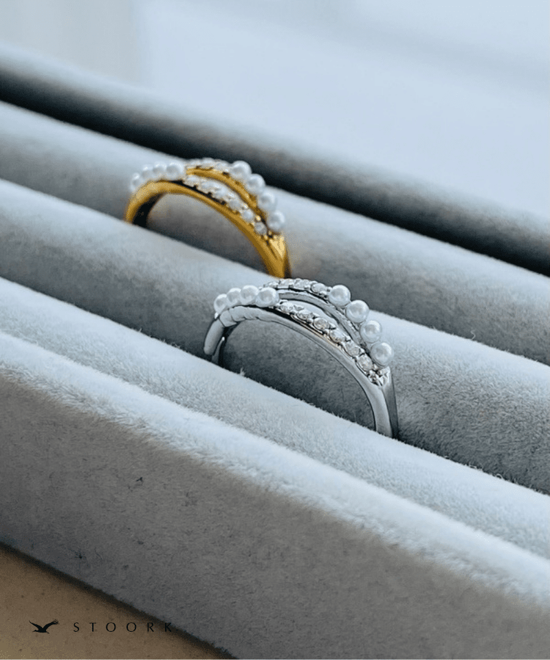 Zircon Pearl Double Ring - stoork