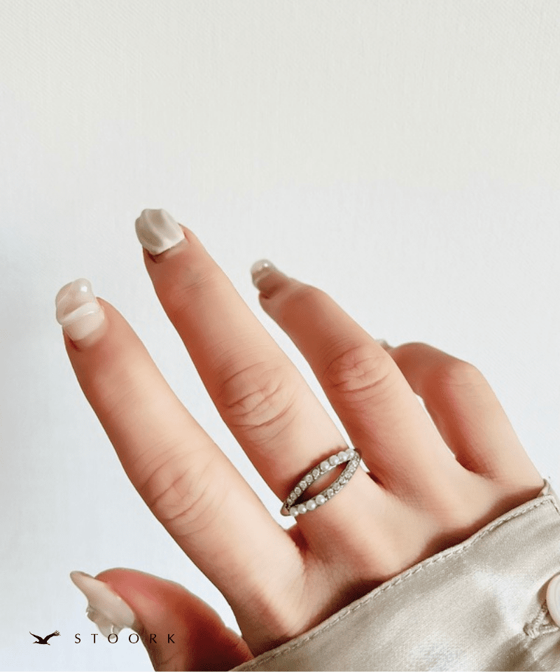 Zircon Pearl Double Ring - stoork