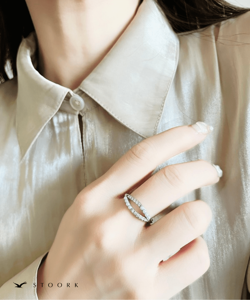 Zircon Pearl Double Ring - stoork