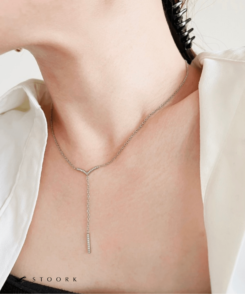 Zircon V Line Necklace - stoork