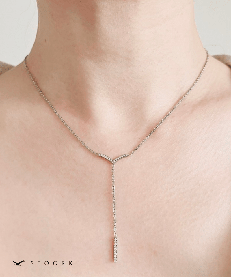 Zircon V Line Necklace - stoork